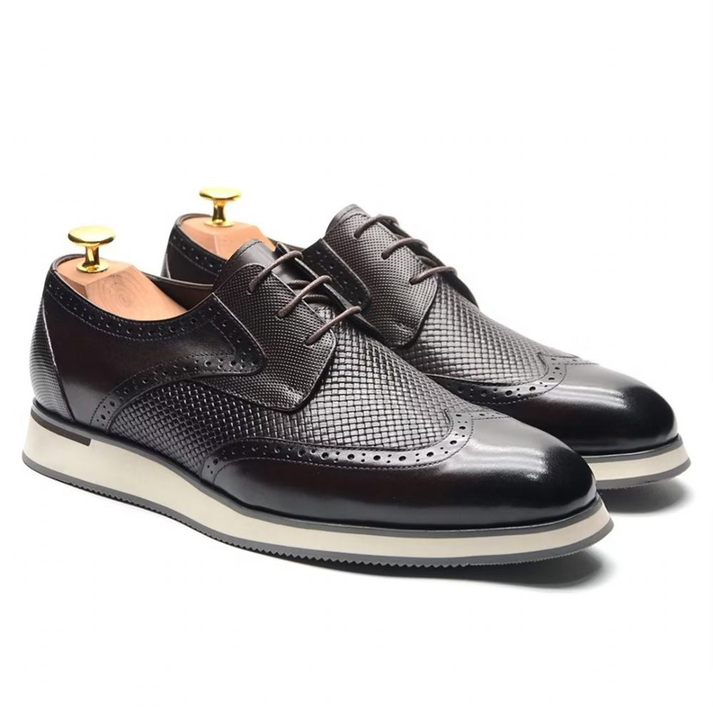 Chaussures Formelles Pour Hommes Habillées Cuir À Lacets Distinctives - Noir