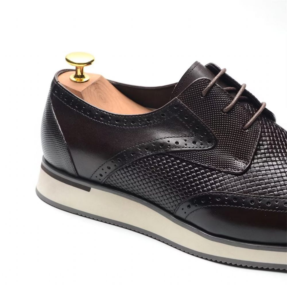 Chaussures Formelles Pour Hommes Habillées Cuir À Lacets Distinctives - Café