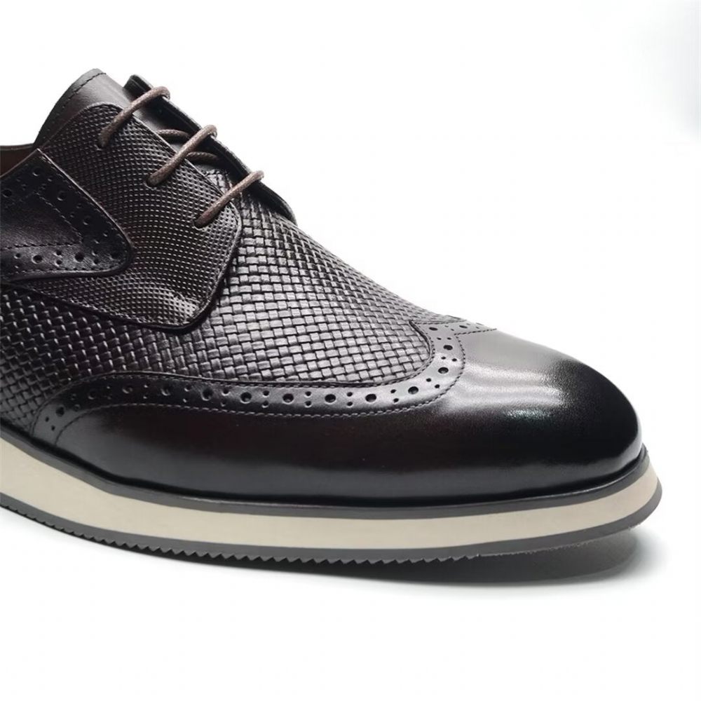 Chaussures Formelles Pour Hommes Habillées Cuir À Lacets Distinctives - Café