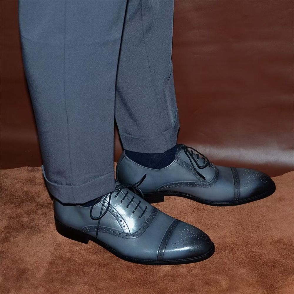 Chaussures Formelles Pour Hommes Habillées Cuir À Lacets Elite Urban - Bleu