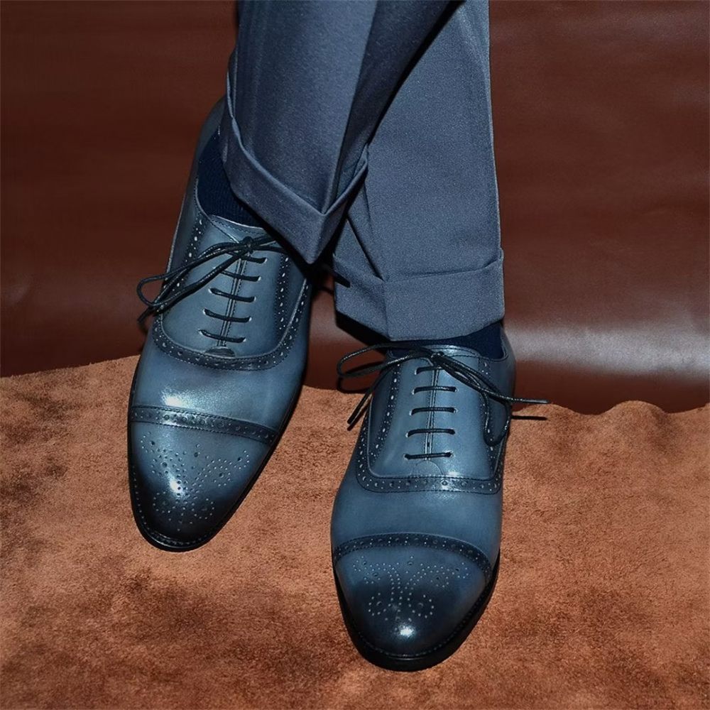 Chaussures Formelles Pour Hommes Habillées Cuir À Lacets Elite Urban - Bleu