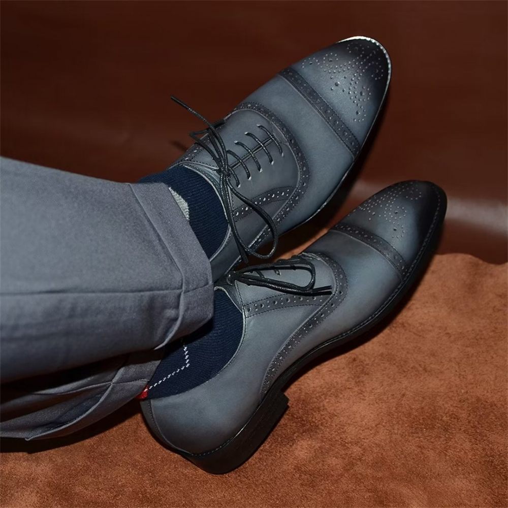 Chaussures Formelles Pour Hommes Habillées Cuir À Lacets Elite Urban - Bleu