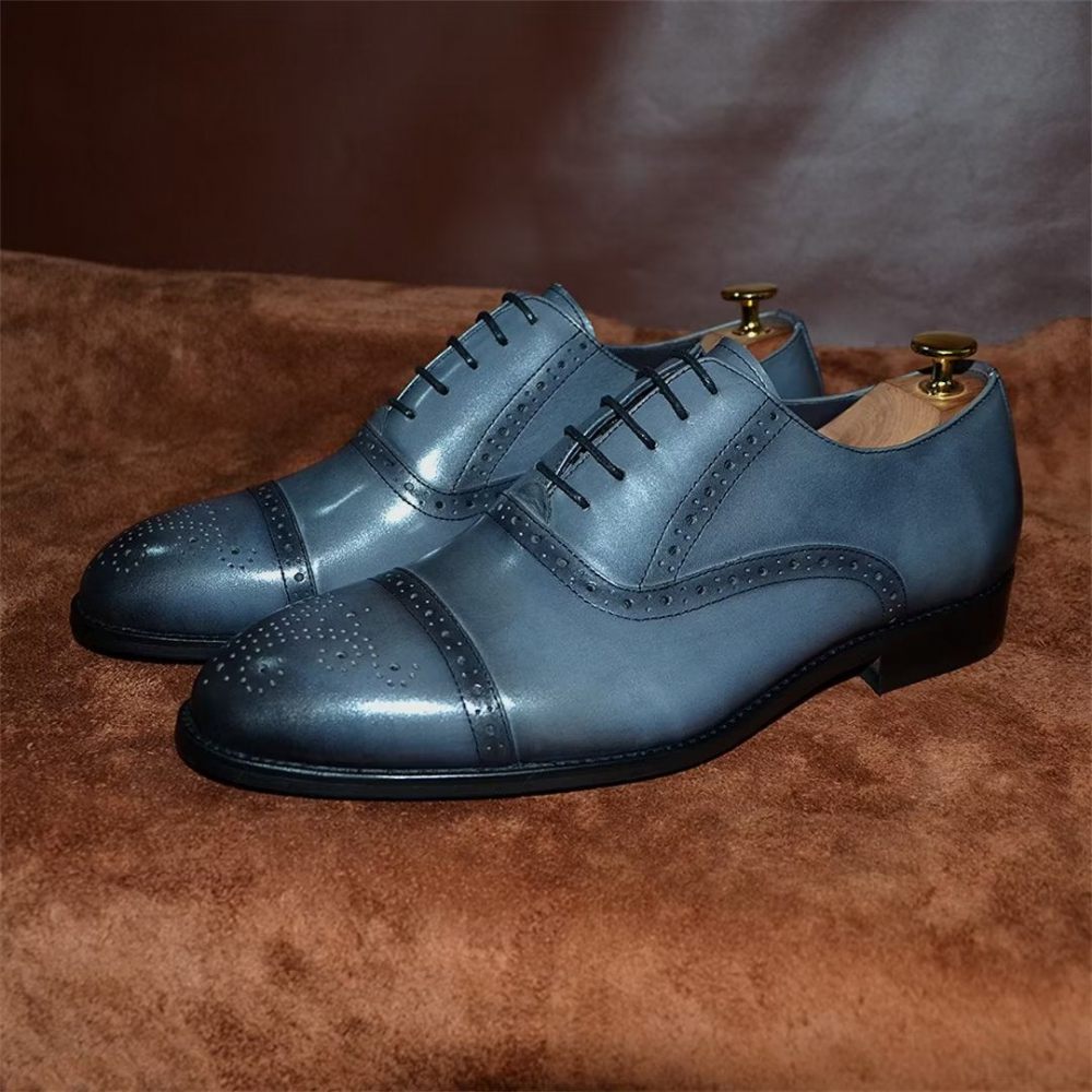 Chaussures Formelles Pour Hommes Habillées Cuir À Lacets Elite Urban - Bleu