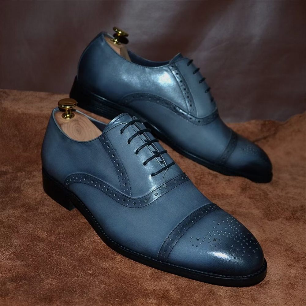 Chaussures Formelles Pour Hommes Habillées Cuir À Lacets Elite Urban - Bleu