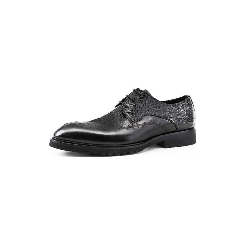 Chaussures Formelles Pour Hommes Habillées Cuir À Lacets Exotiques - Noir