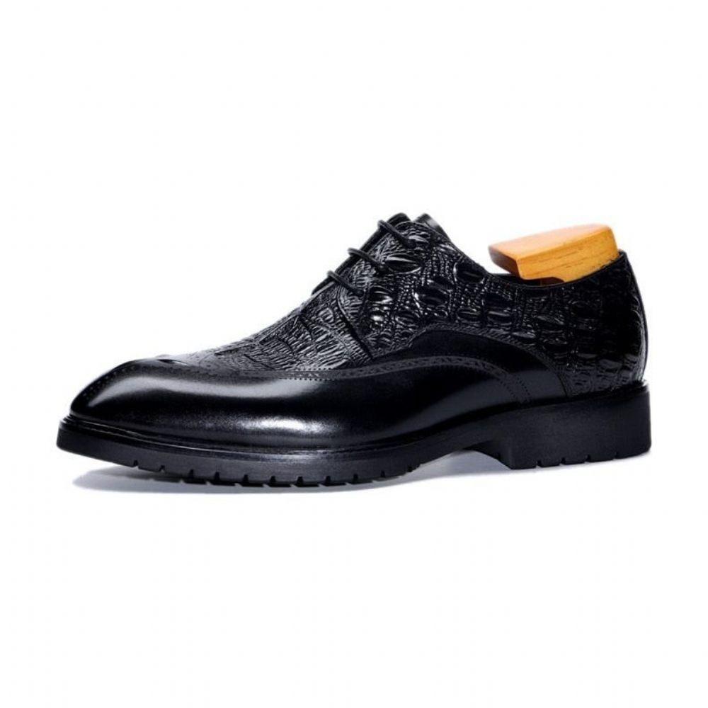 Chaussures Formelles Pour Hommes Habillées Cuir À Lacets Exotiques - Noir