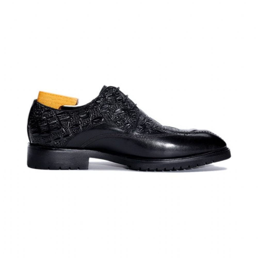 Chaussures Formelles Pour Hommes Habillées Cuir À Lacets Exotiques - Noir