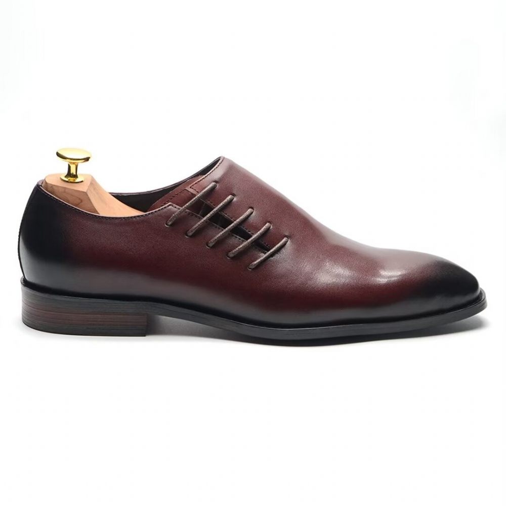 Chaussures Formelles Pour Hommes Habillées Cuir À Lacets Urban Chic - Rouge-Marron