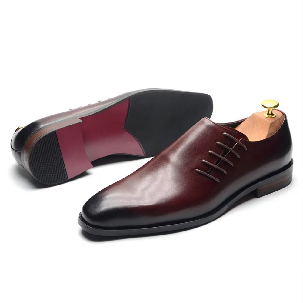 Chaussures Formelles Pour Hommes Habillées Cuir À Lacets Urban Chic - Rouge-Marron