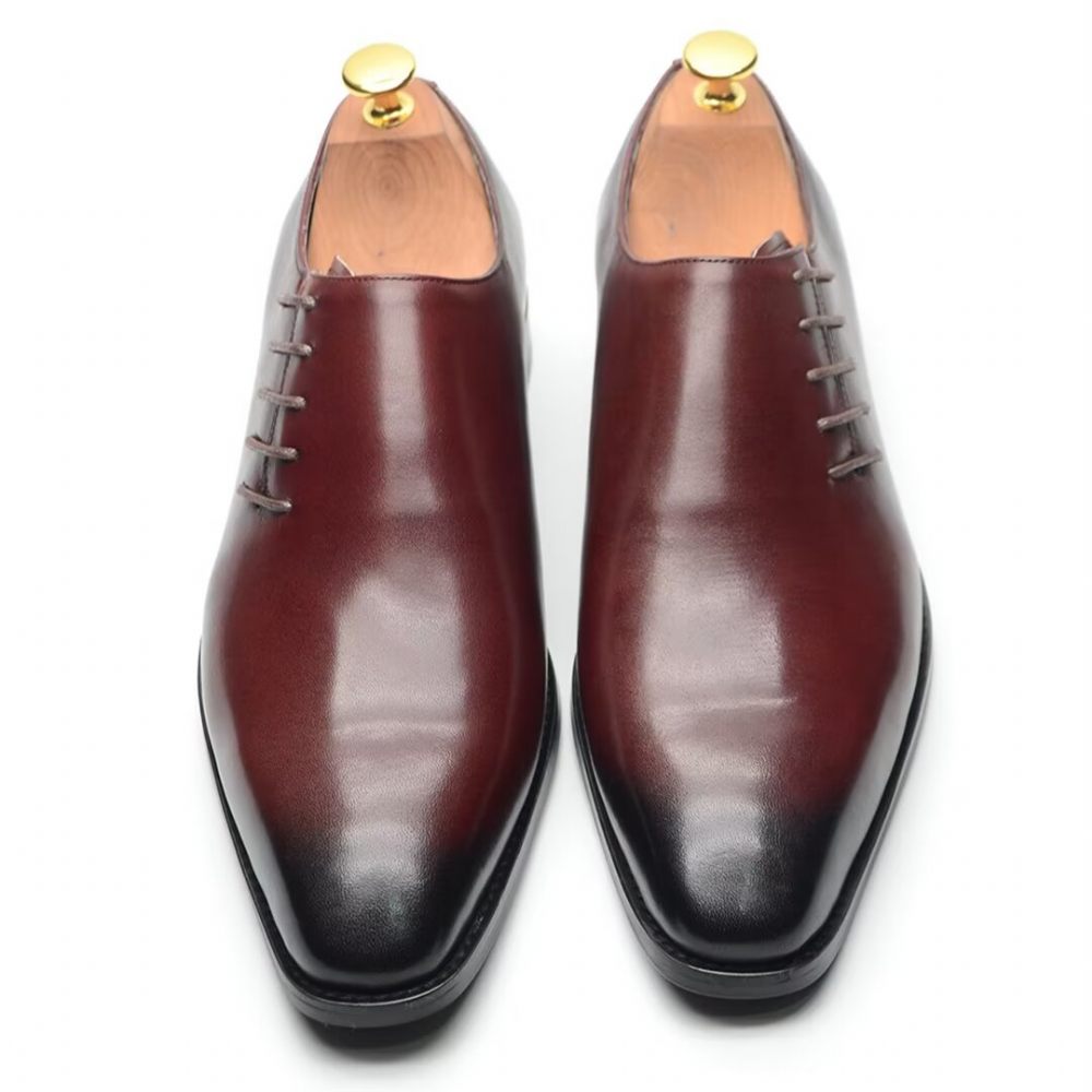 Chaussures Formelles Pour Hommes Habillées Cuir À Lacets Urban Chic - Rouge-Marron