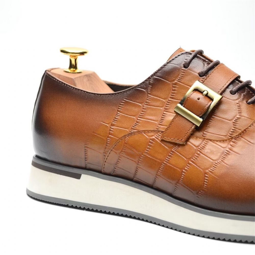 Chaussures Formelles Pour Hommes Habillées Cuir Modernistes À Enfiler - Brun