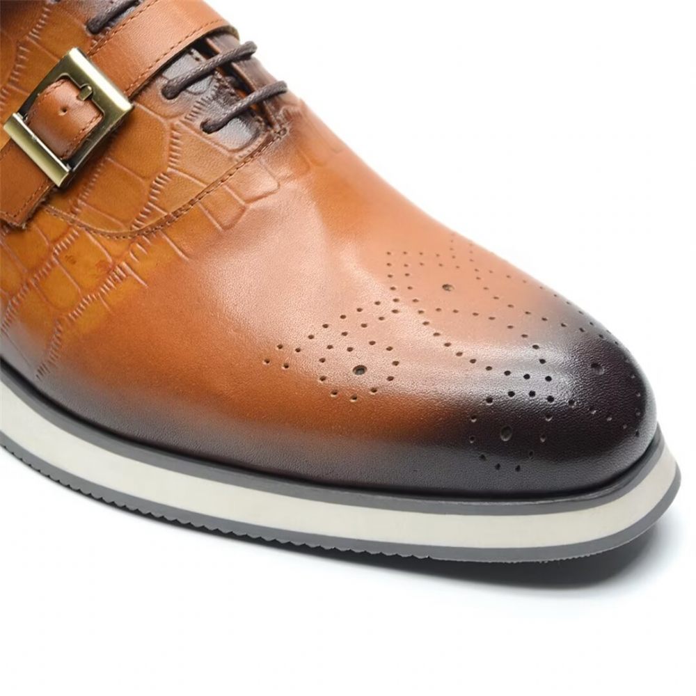 Chaussures Formelles Pour Hommes Habillées Cuir Modernistes À Enfiler - Brun