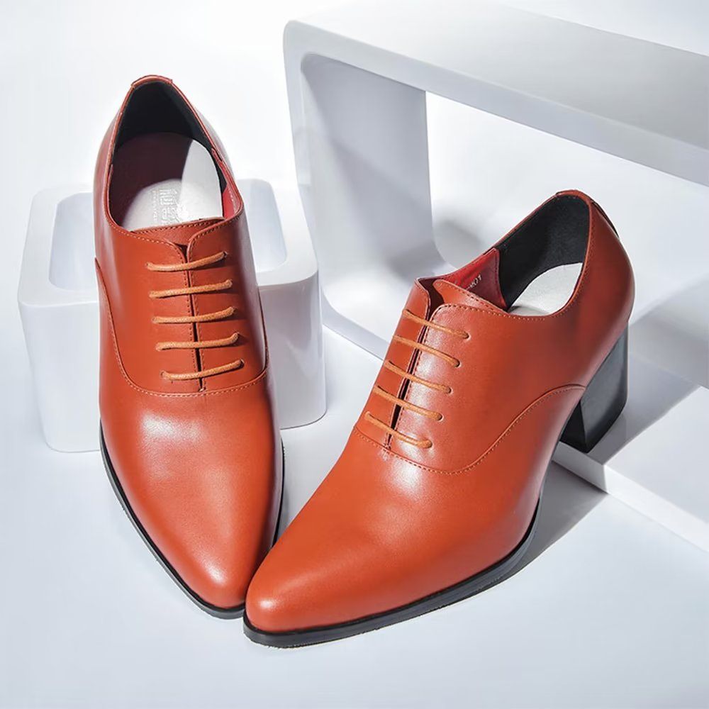 Chaussures Formelles Pour Hommes Habillées Cuir Oxford - Orange