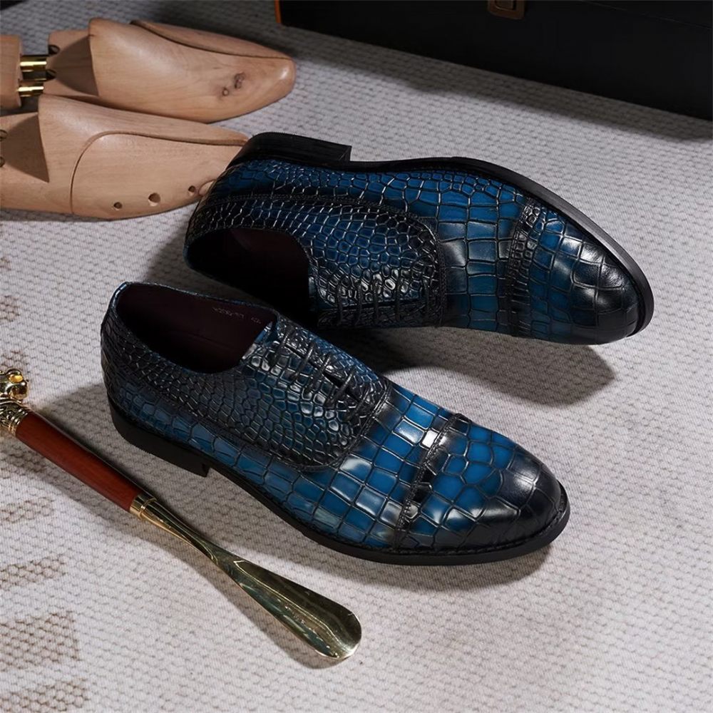 Chaussures Formelles Pour Hommes Habillées Cuir Urbaines Élégantes - Bleu