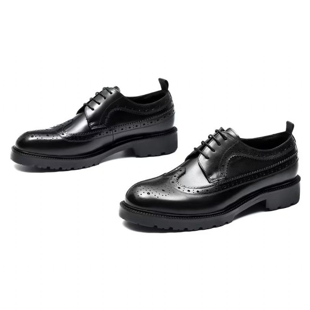 Chaussures Formelles Pour Hommes Habillées Cuir Vache Exquises - Noir