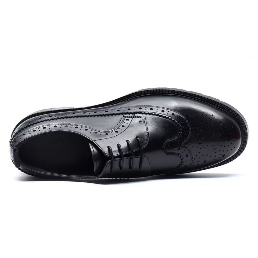 Chaussures Formelles Pour Hommes Habillées Cuir Vache Exquises - Noir