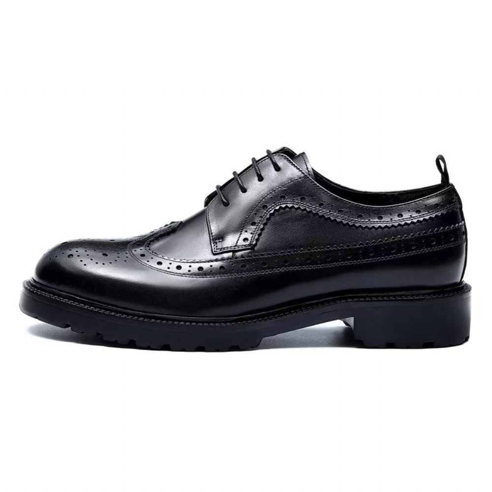 Chaussures Formelles Pour Hommes Habillées Cuir Vache Exquises - Noir