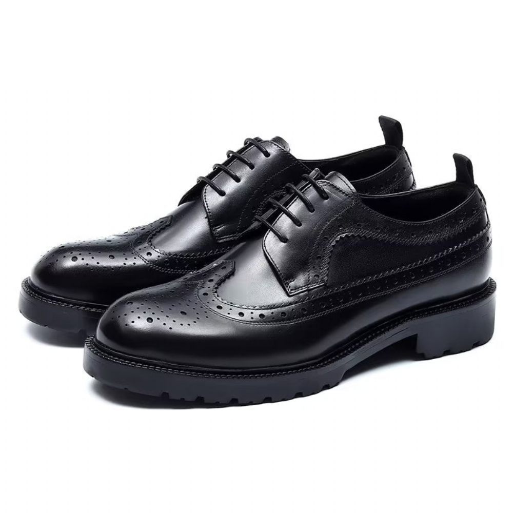 Chaussures Formelles Pour Hommes Habillées Cuir Vache Exquises - Noir