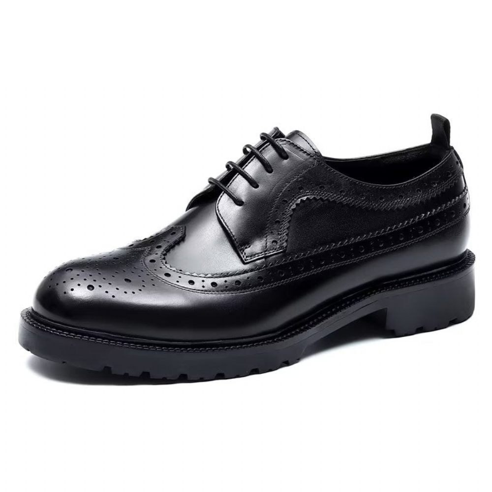 Chaussures Formelles Pour Hommes Habillées Cuir Vache Exquises - Noir