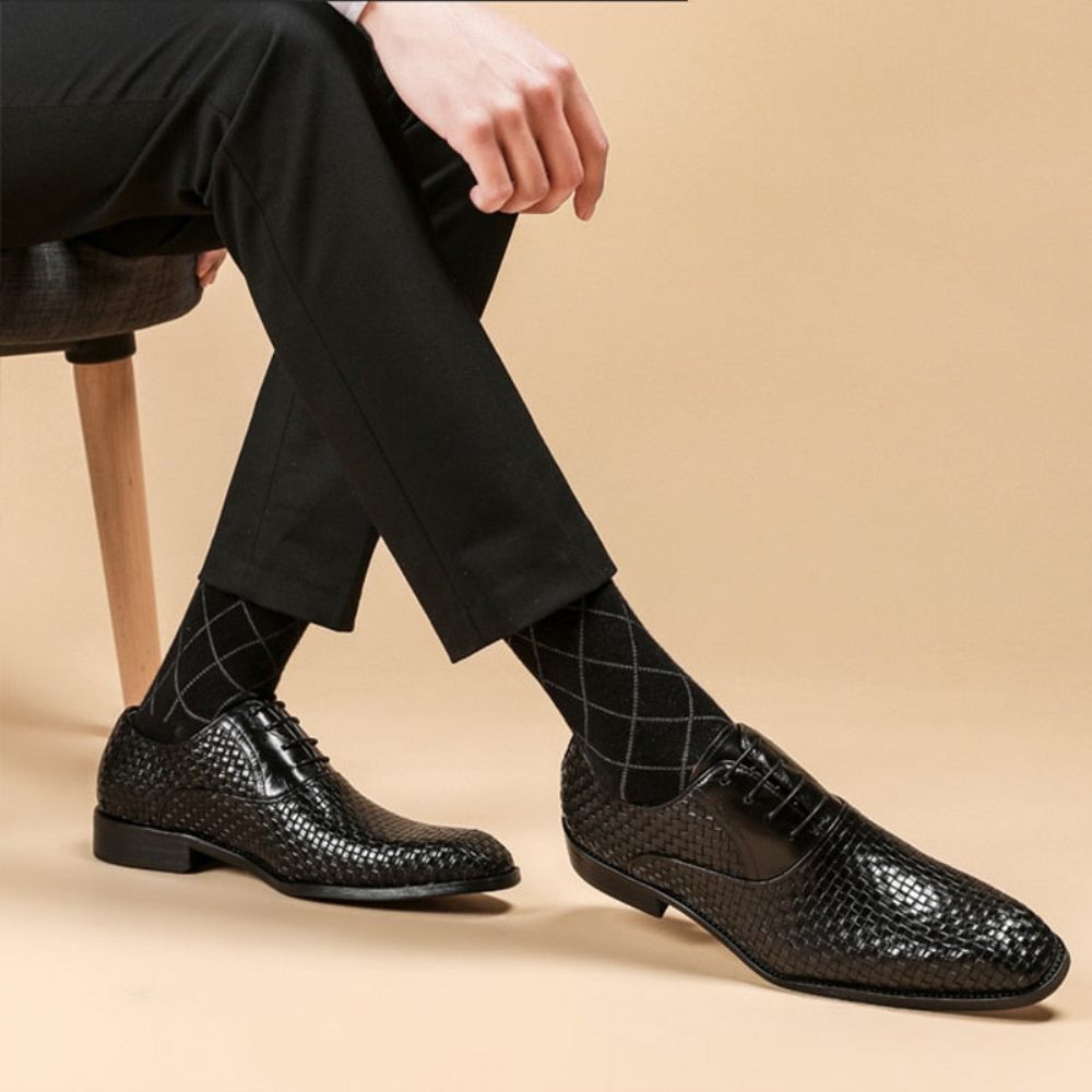 Chaussures Formelles Pour Hommes Habillées Dentelle Exotique - Noir