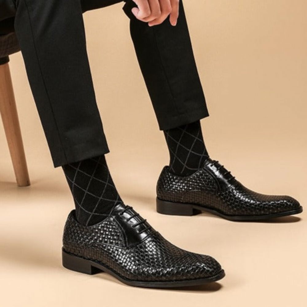 Chaussures Formelles Pour Hommes Habillées Dentelle Exotique - Noir