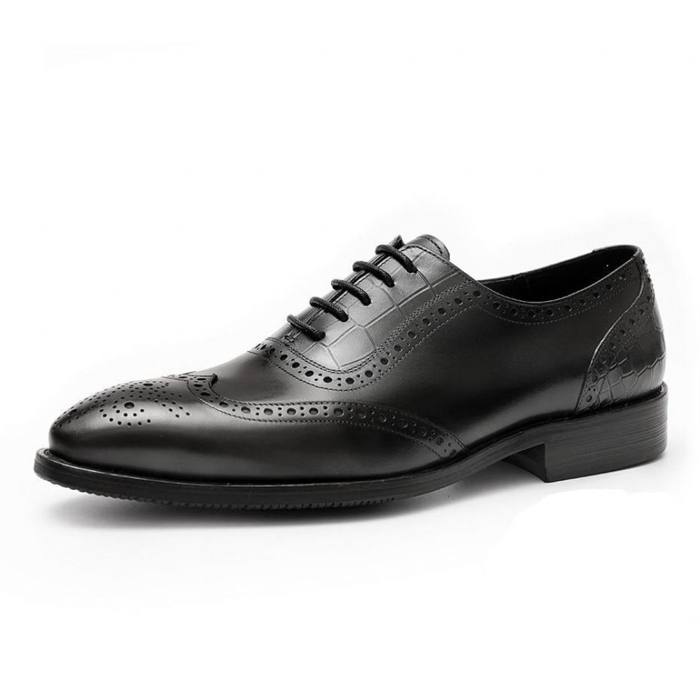 Chaussures Formelles Pour Hommes Habillées Dentelle À Motif Exotique - Noir