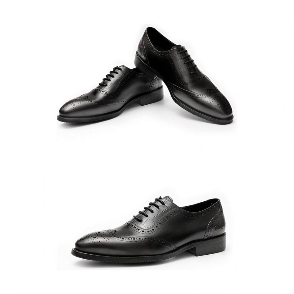 Chaussures Formelles Pour Hommes Habillées Dentelle À Motif Exotique - Noir