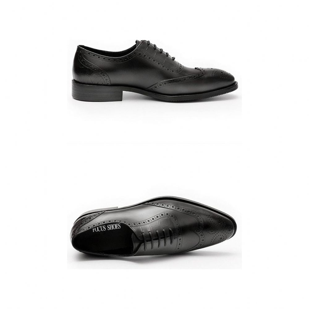 Chaussures Formelles Pour Hommes Habillées Dentelle À Motif Exotique - Noir