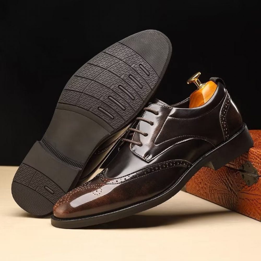 Chaussures Formelles Pour Hommes Habillées Derby À Bout Pointu - Café