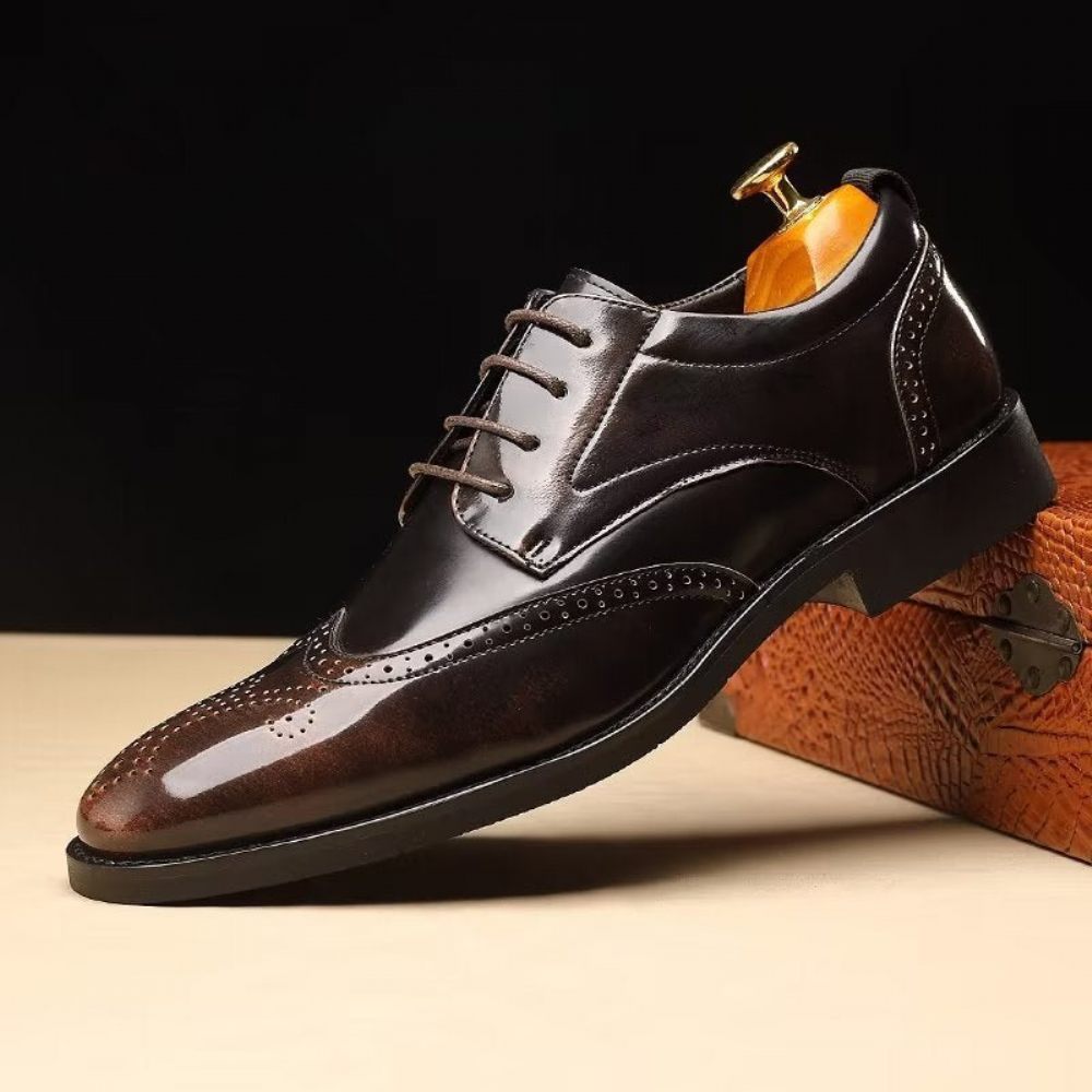 Chaussures Formelles Pour Hommes Habillées Derby À Bout Pointu - Café