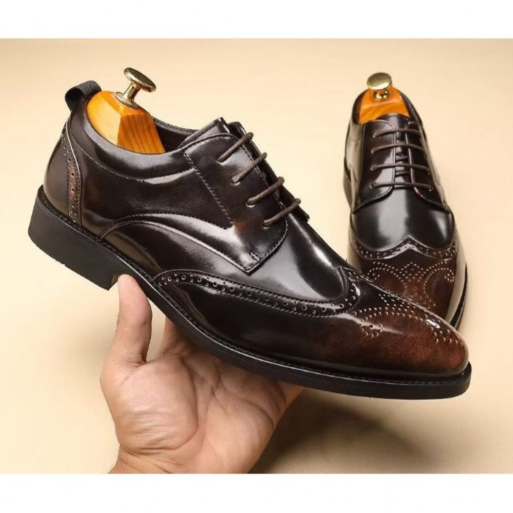 Chaussures Formelles Pour Hommes Habillées Derby À Bout Pointu - Café