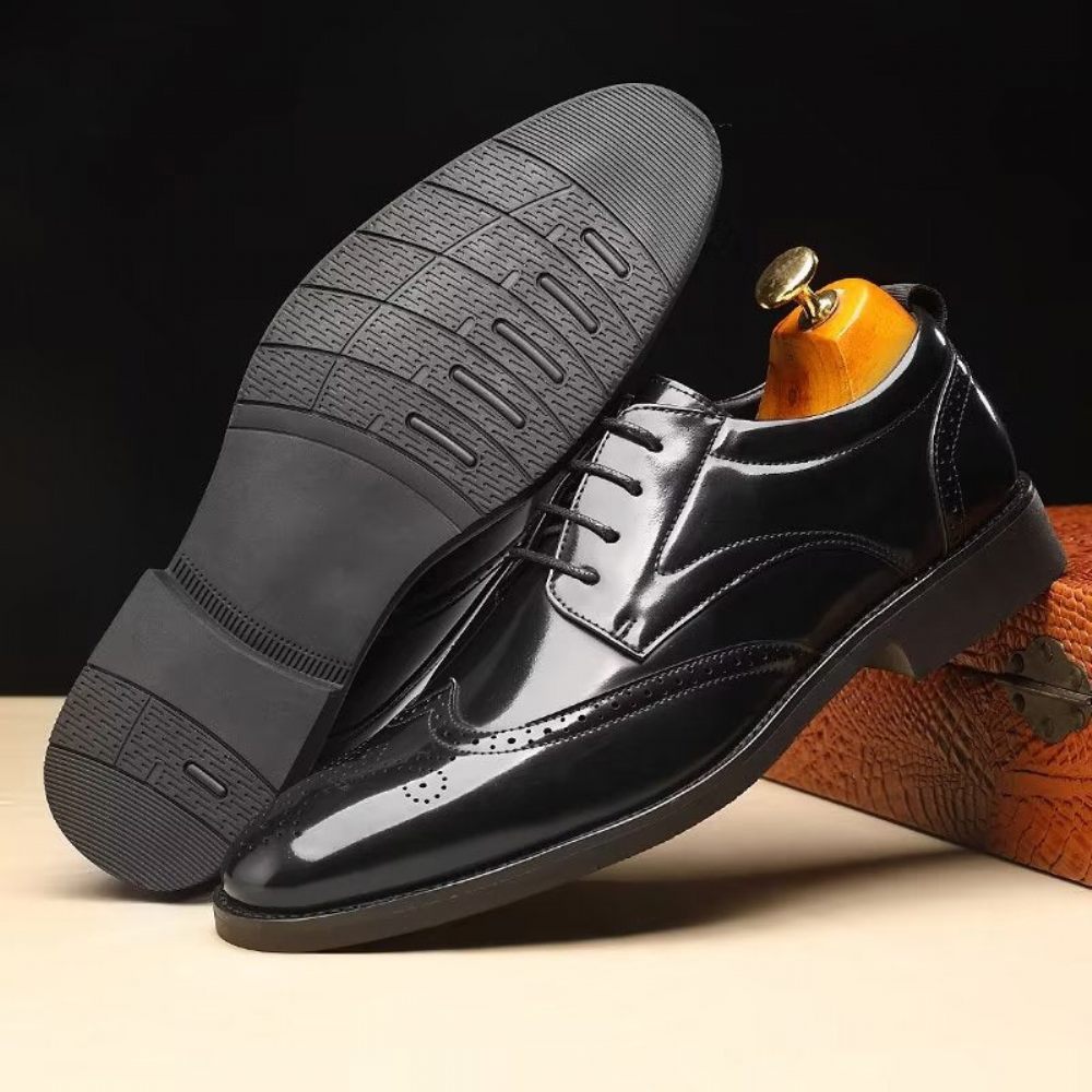 Chaussures Formelles Pour Hommes Habillées Derby À Bout Pointu - Noir