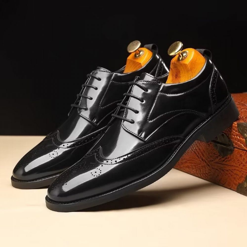 Chaussures Formelles Pour Hommes Habillées Derby À Bout Pointu - Noir