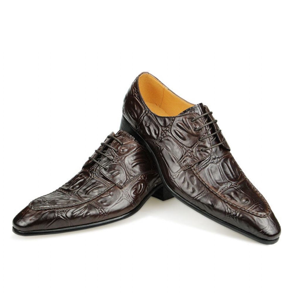 Chaussures Formelles Pour Hommes Habillées Derby À Bout Pointu Luxe Opulent - Café