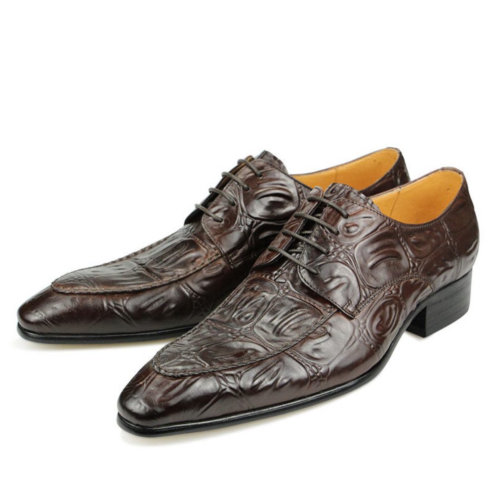 Chaussures Formelles Pour Hommes Habillées Derby À Bout Pointu Luxe Opulent - Café