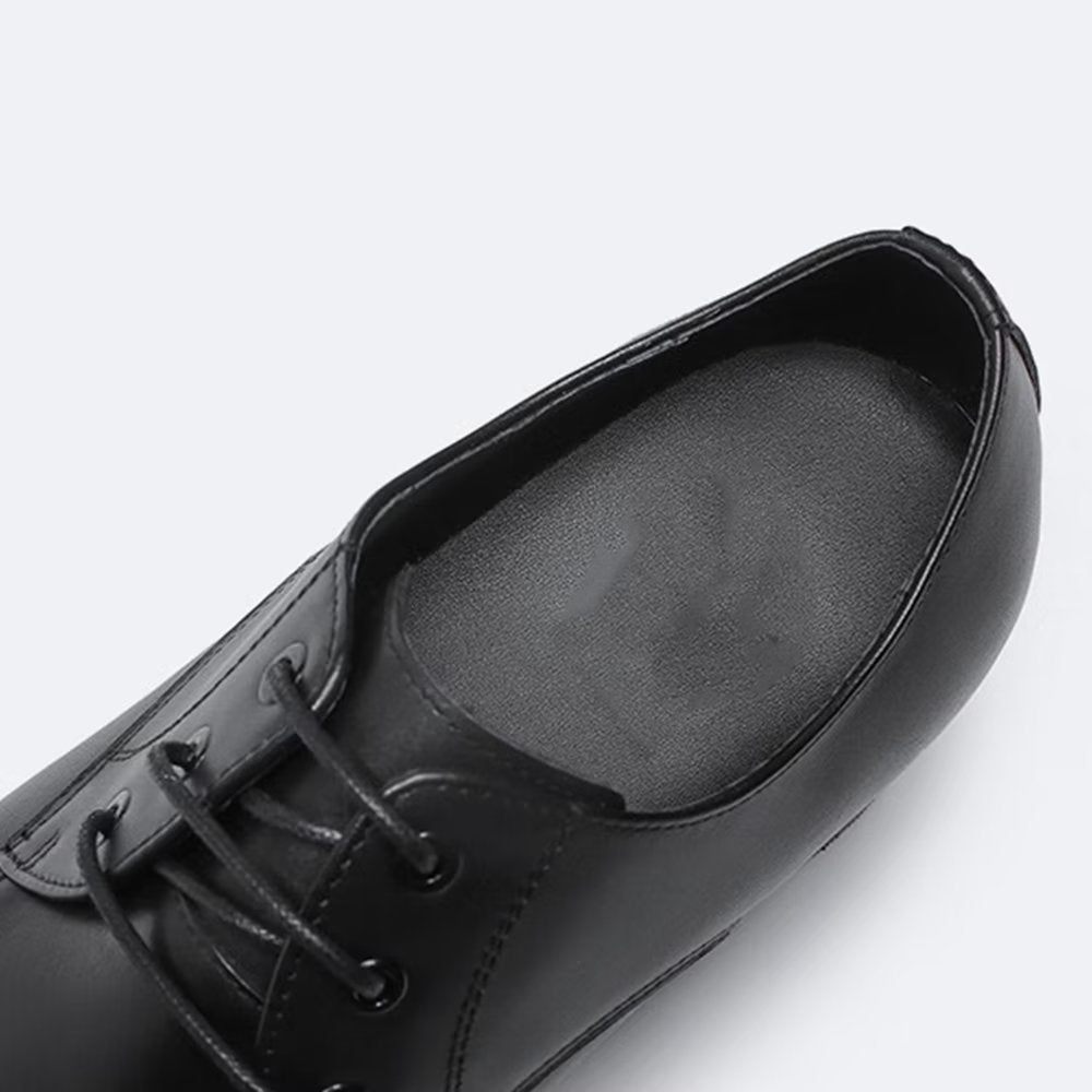 Chaussures Formelles Pour Hommes Habillées Derby Cuir Raffiné À Bout Pointu - Noir