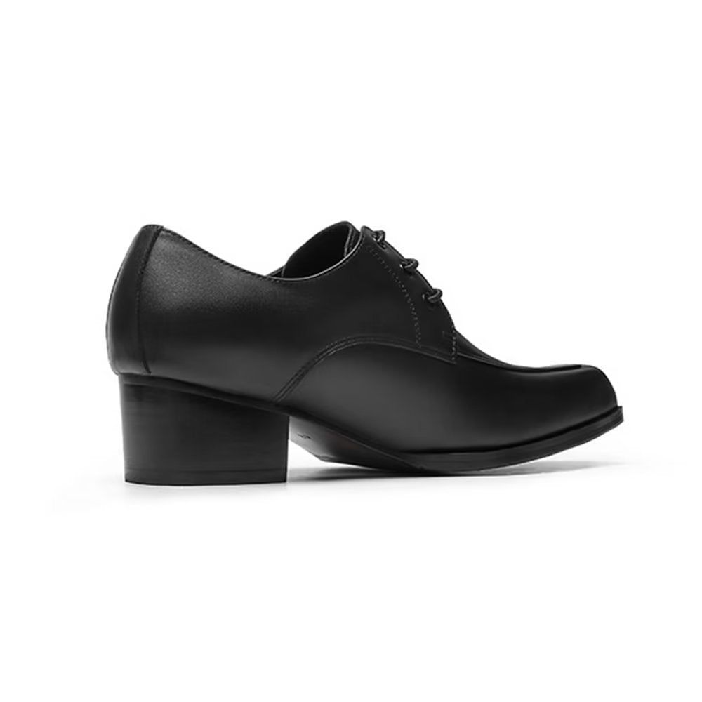 Chaussures Formelles Pour Hommes Habillées Derby Cuir Raffiné À Bout Pointu - Noir