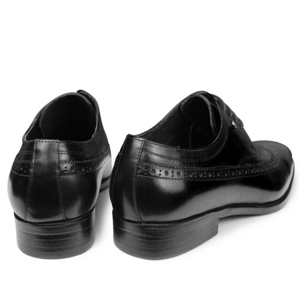 Chaussures Formelles Pour Hommes Habillées Derby Exotiques À Bout Pointu - Noir