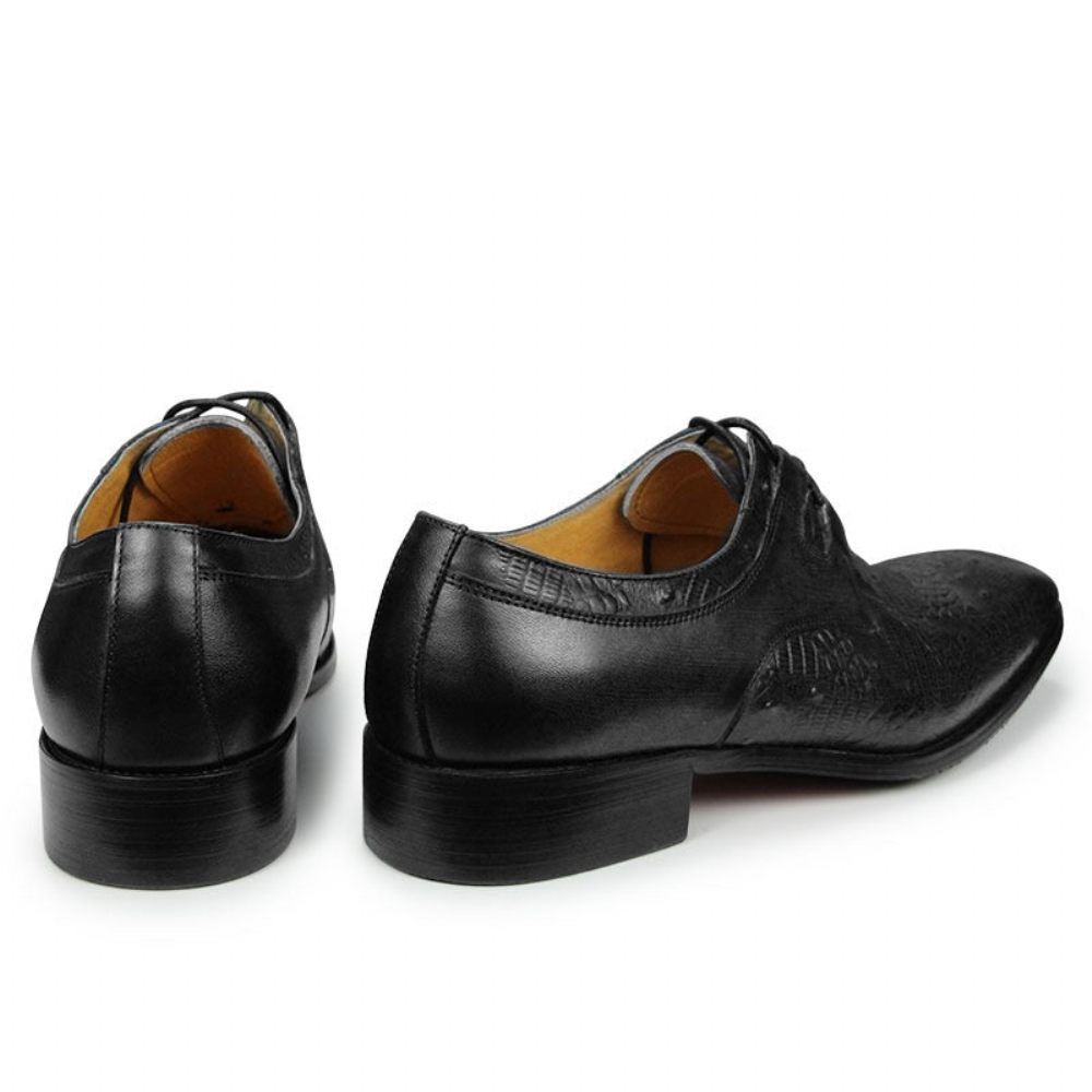 Chaussures Formelles Pour Hommes Habillées Derby À Imprimé Exotique Luxe Exquis - Noir