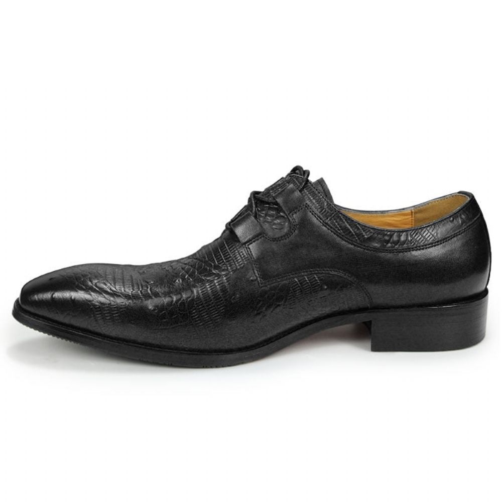 Chaussures Formelles Pour Hommes Habillées Derby À Imprimé Exotique Luxe Exquis - Noir