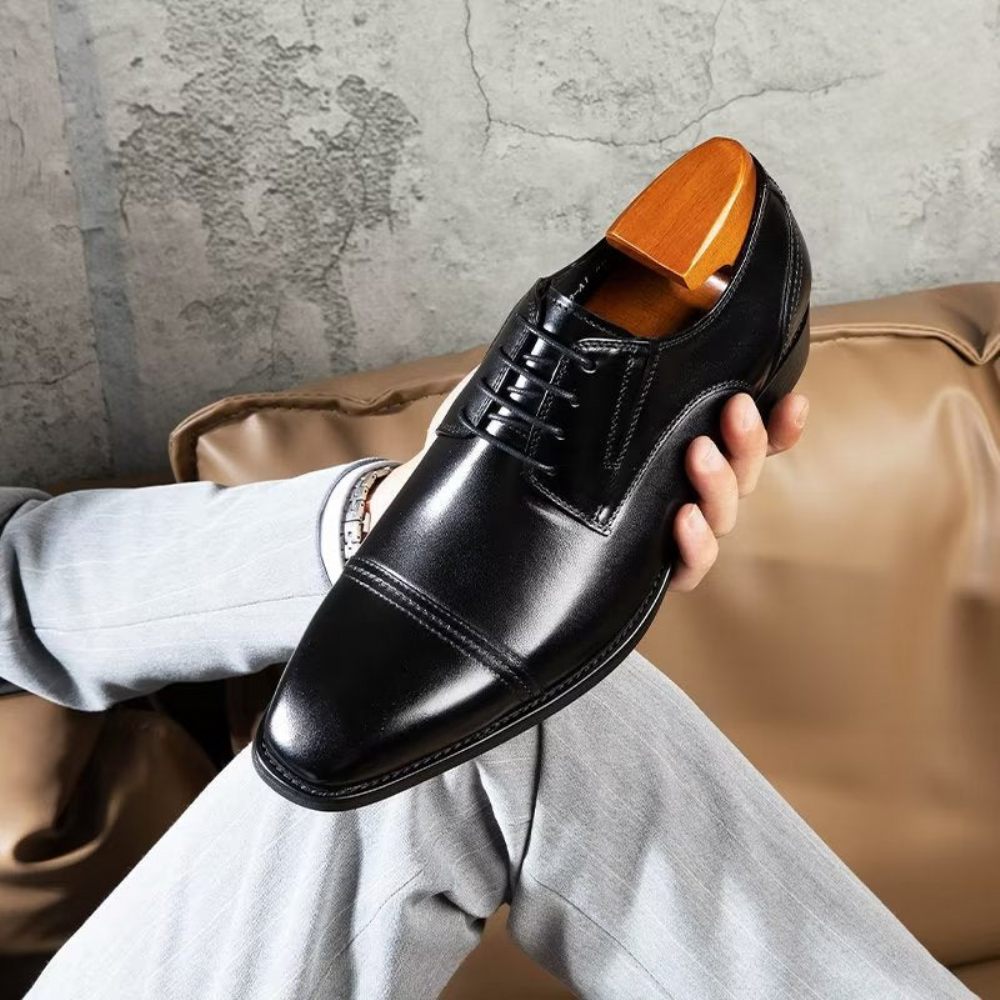 Chaussures Formelles Pour Hommes Habillées Derby À Motif Exquis - Noir