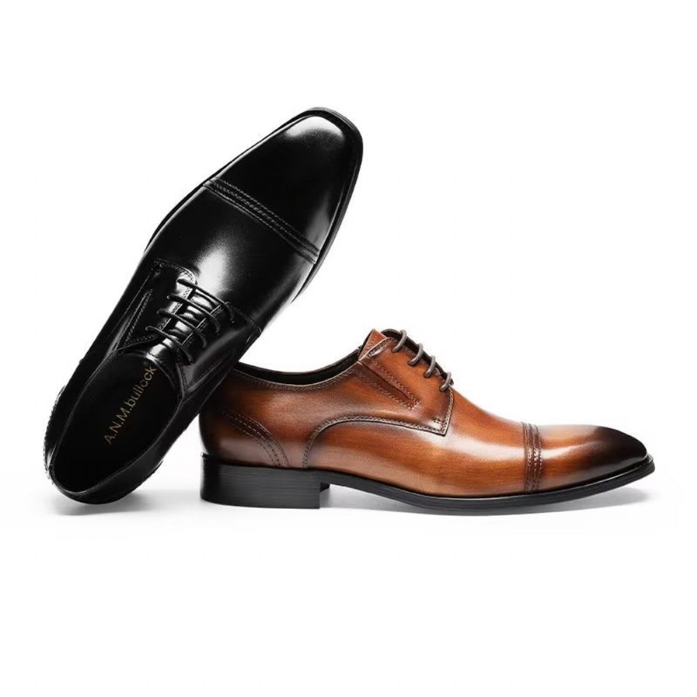 Chaussures Formelles Pour Hommes Habillées Derby À Motif Exquis - Noir