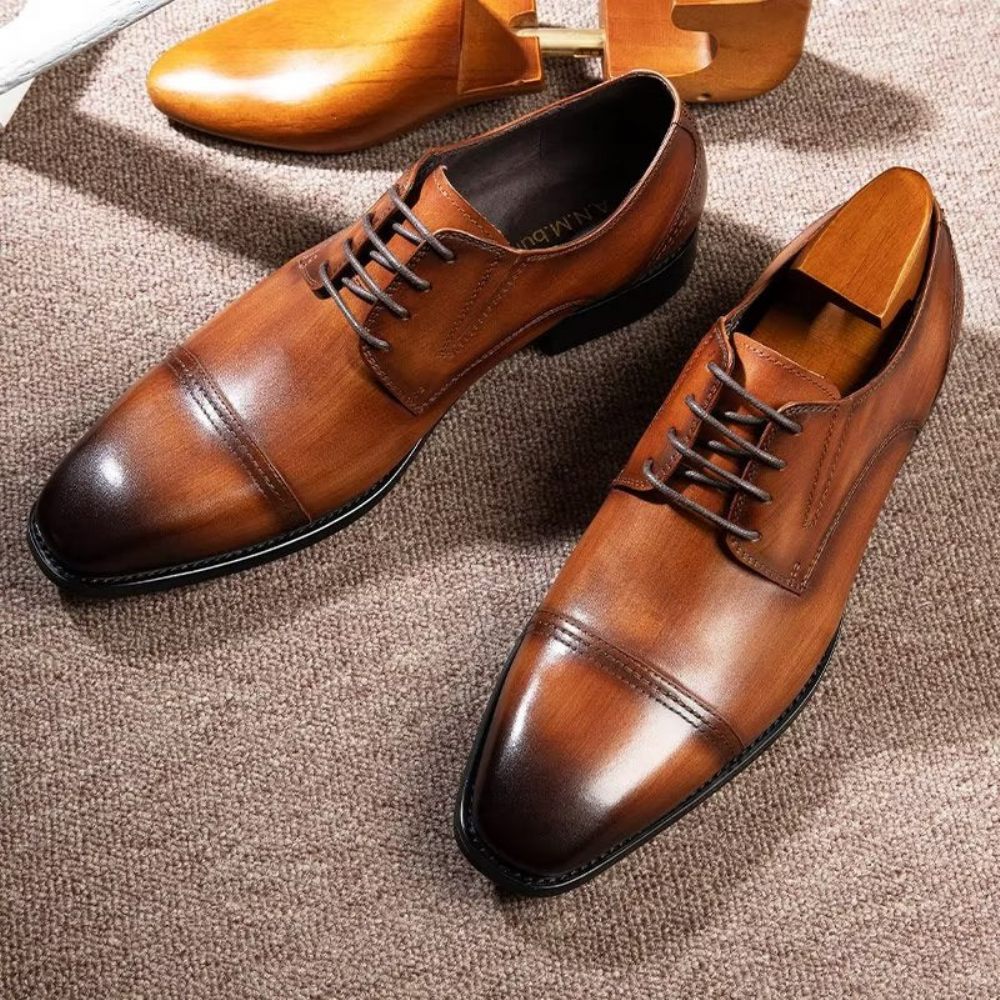 Chaussures Formelles Pour Hommes Habillées Derby À Motif Exquis - Café