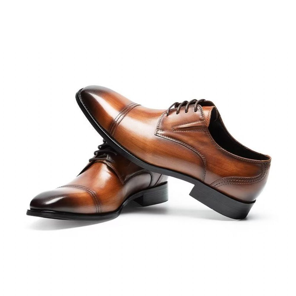 Chaussures Formelles Pour Hommes Habillées Derby À Motif Exquis - Café