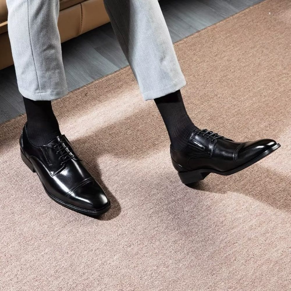 Chaussures Formelles Pour Hommes Habillées Derby À Motif Exquis - Noir