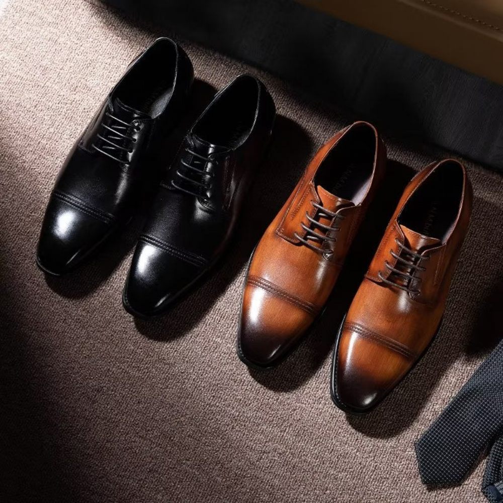 Chaussures Formelles Pour Hommes Habillées Derby À Motif Exquis - Noir