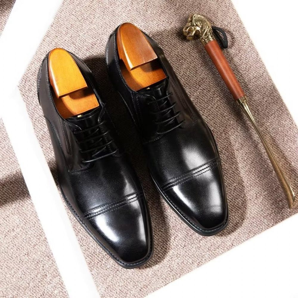 Chaussures Formelles Pour Hommes Habillées Derby À Motif Exquis - Noir