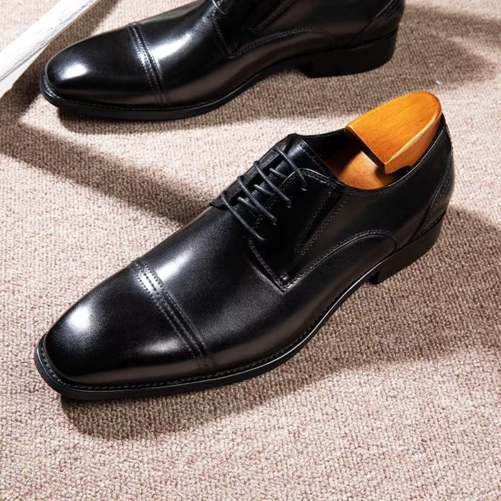 Chaussures Formelles Pour Hommes Habillées Derby À Motif Exquis - Noir