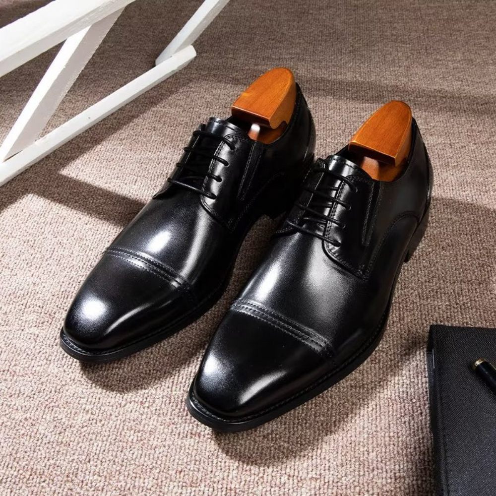 Chaussures Formelles Pour Hommes Habillées Derby À Motif Exquis - Noir