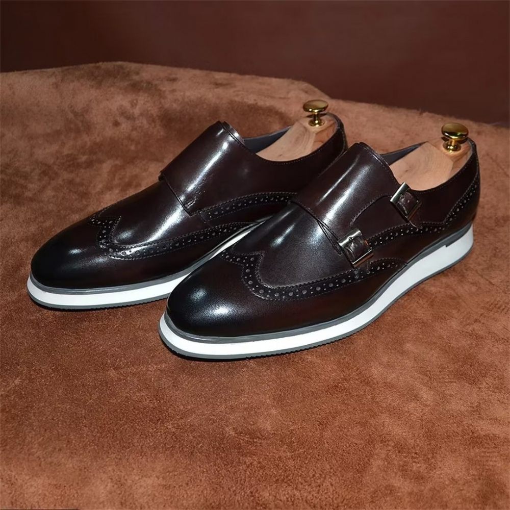 Chaussures Formelles Pour Hommes Habillées Élégantes À Boucle Classique - Café